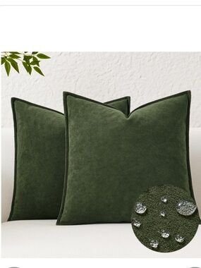 Soft Decorative Pillow Covers Waterproof SQUARE 24x24” MOSS GREEN